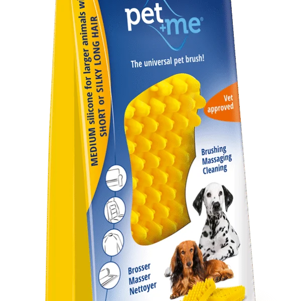 Silikon Hundebürste für kurzes Haar, Gelb – Pet + Me