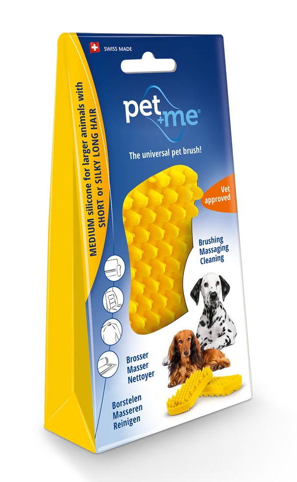 Silikon Hundebürste für kurzes Haar, Gelb – Pet + Me – Bild 1