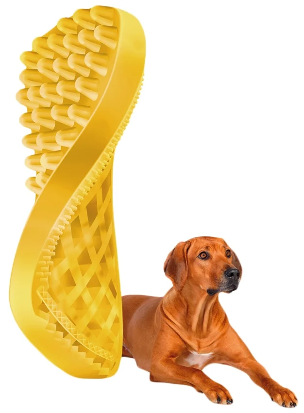 Silikon Hundebürste für kurzes Haar, Gelb – Pet + Me – Bild 4