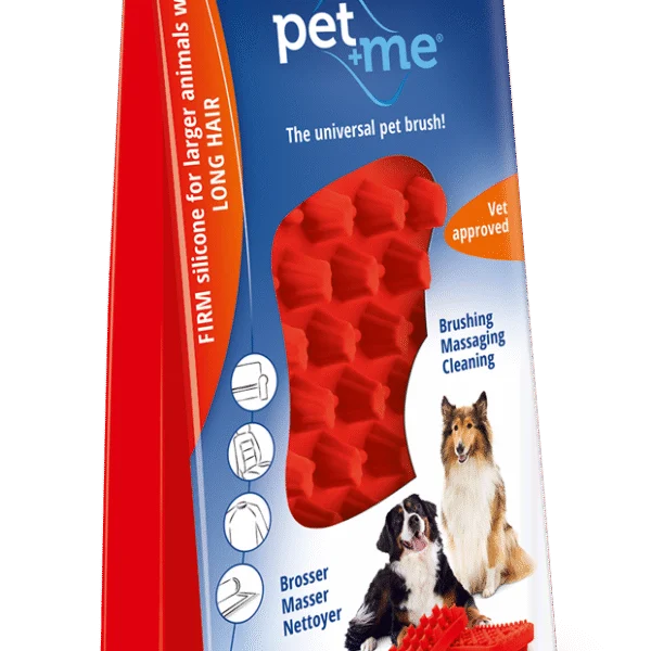Silikonbürste für Hunde mit langem Fell, Rot – Pet + Me