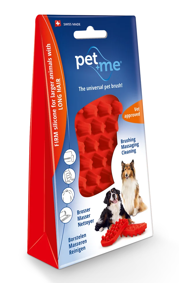 Silikonbürste für Hunde mit langem Fell, Rot – Pet + Me – Bild 1
