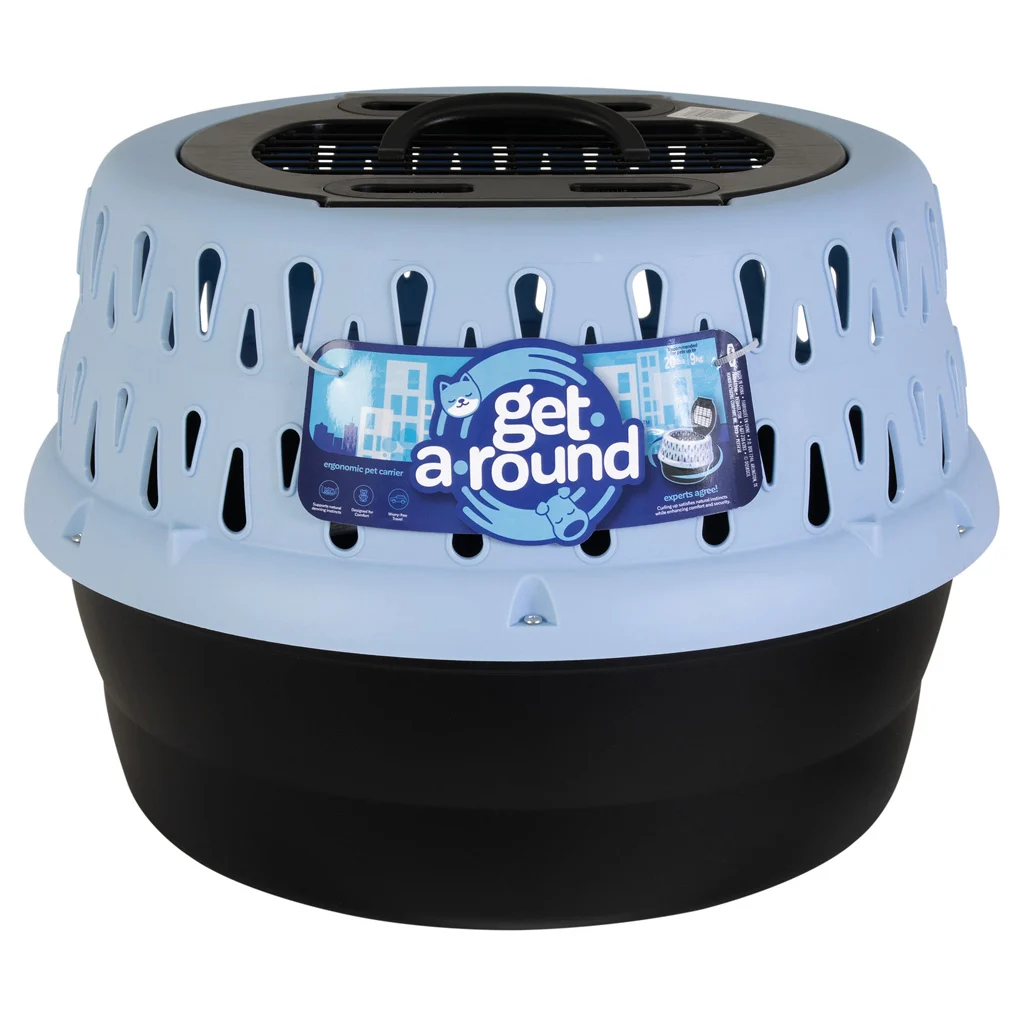 Runde Transportbox für Katzen mit Öffnung oben, blau – Petmate Get-A-Round Kennel – Bild 1