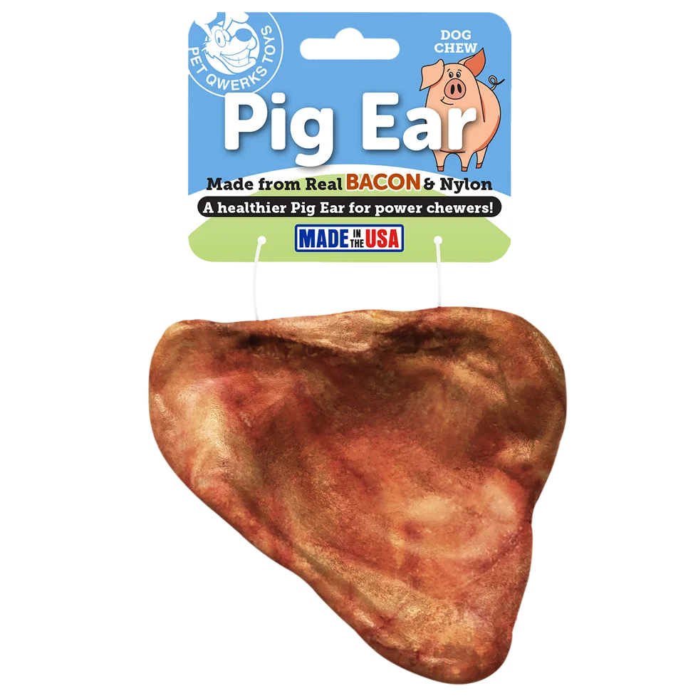 Kauspielzeug in Schweineohrform aus Nylon mit Speckgeschmack, 10 cm – Pet Qwerks Pig Ear M – Bild 1