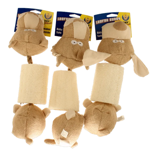 Quietschspielzeug für Hunde aus Luffa und Jute, sortiert – Petsport Loofah Buddy