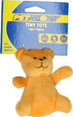 Hundekuscheltier mit Quietscher, Braun, ca. 10 cm – Petsport Tiny Tots Teddy