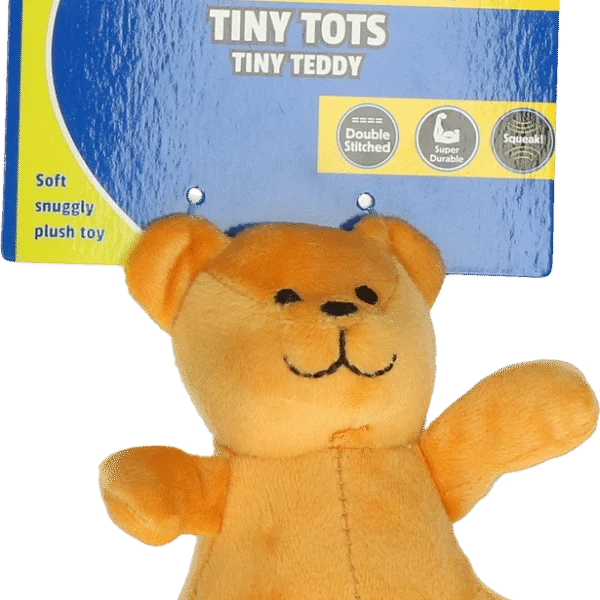 Hundekuscheltier mit Quietscher, Braun, ca. 10 cm – Petsport Tiny Tots Teddy