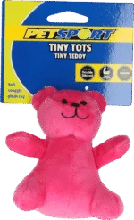 Hundekuscheltier mit Quietsche, Rosa, ca. 10 cm – Petsport Tiny Tots Teddy