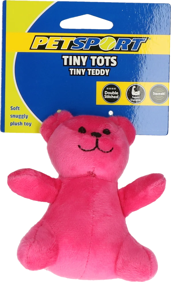 PETS20460PI.png Hundekuscheltier mit Quietsche, Rosa, ca. 10 cm – Petsport Tiny Tots Teddy – Bild 1