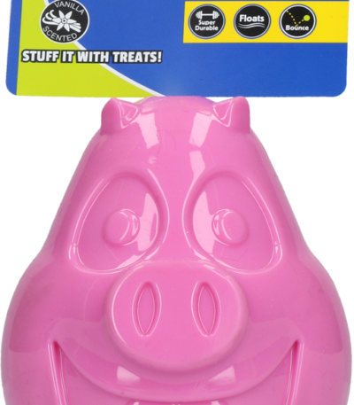 Hundespielzeug aus TPR Gummi mit Öffnung für Leckerlis, 12 cm – Petsport Mojo Friends Schwein L