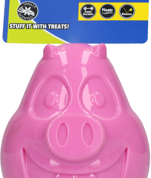Hundespielzeug aus TPR Gummi mit Öffnung für Leckerlis, 12 cm – Petsport Mojo Friends Schwein L