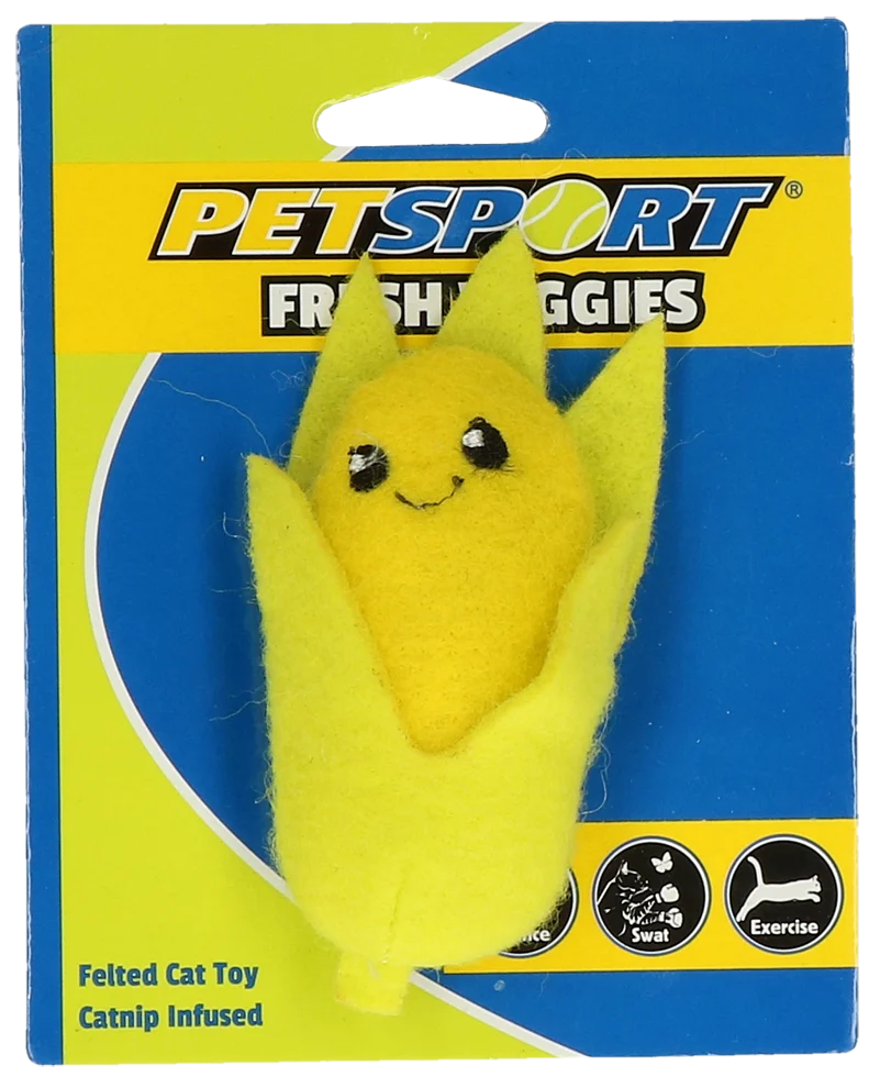 PETS70130M.png Gemüseförmiges Katzenspielzeug in Maisform mit Katzenminze und Fleece – Petsport Fresh Veggies Mais – Bild 1