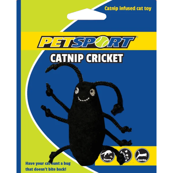 Katzenspielzeug Grille mit Catnip und Fleece, Körper 7 cm, Schwarz – Petsport Catnip Cricket