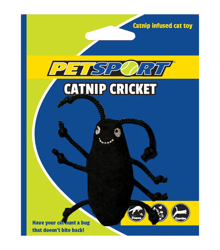 Katzenspielzeug Grille mit Catnip und Fleece, Körper 7 cm, Schwarz – Petsport Catnip Cricket – Bild 1