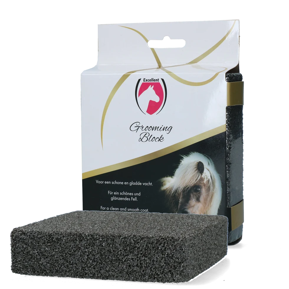 POET0001.png Putzstein gegen lose Haare und Dasselfliegeneier, 12 x 12 x 3 cm – Excellent Horse Grooming Block – Bild 1