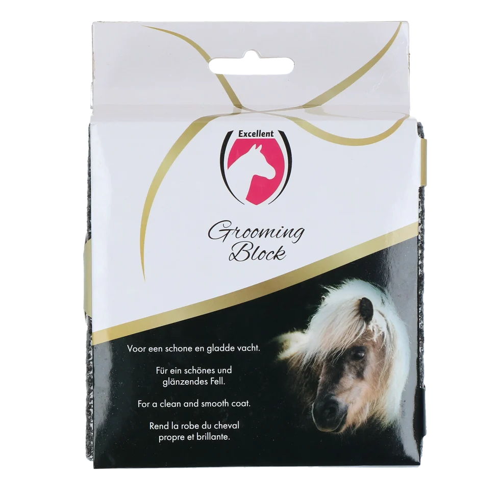 Putzstein gegen lose Haare und Dasselfliegeneier, 12 x 12 x 3 cm – Excellent Horse Grooming Block – Bild 2