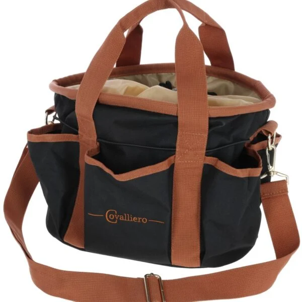 Pflegetasche mit 6 Außentaschen und abnehmbarem Schultergurt, Schwarz, 28 x 20 x 22 cm – Covalliero Grooming Bag