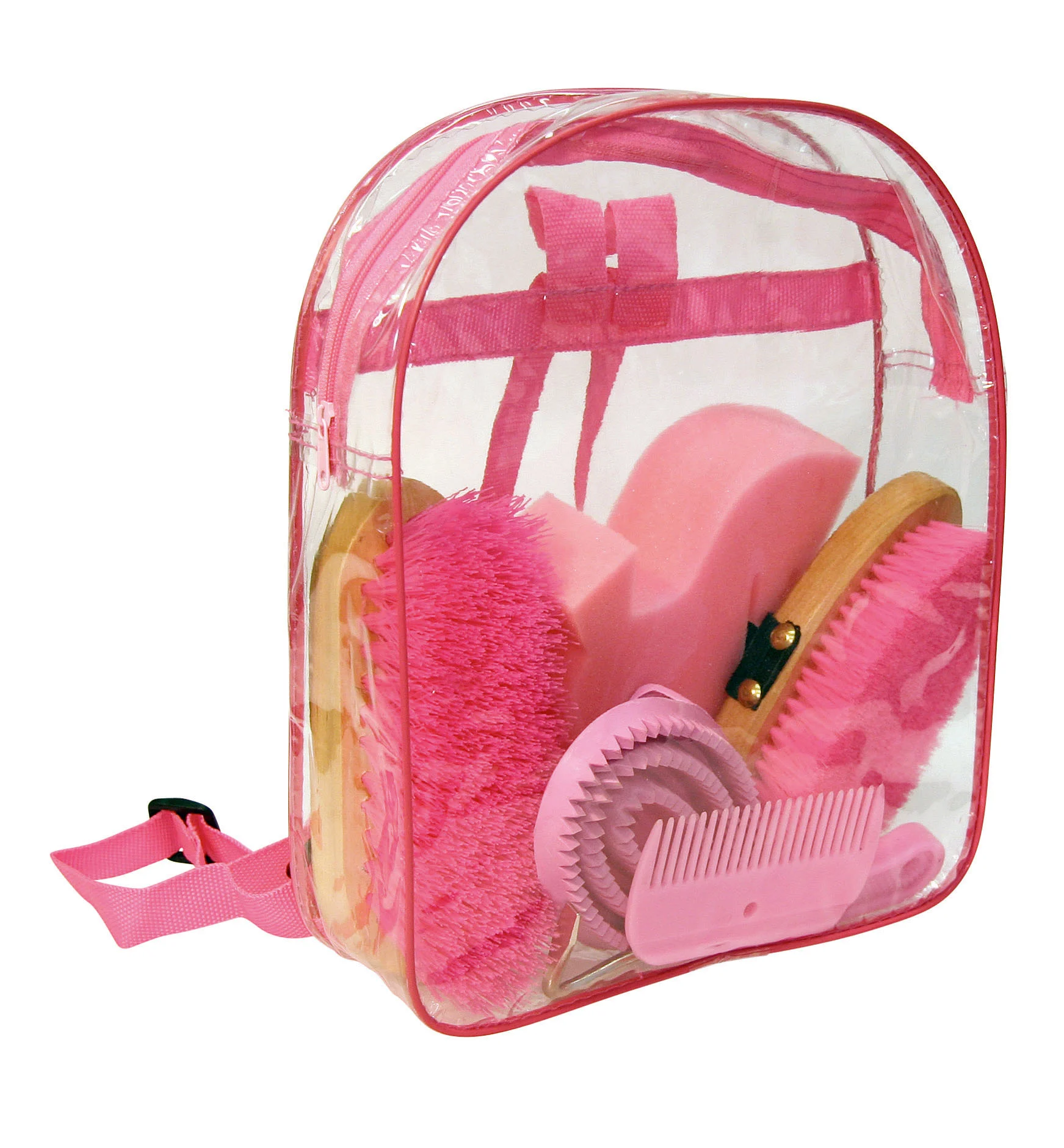 Putzset mit transparentem Rucksack, 7 Teile, Rosa – Bild 2