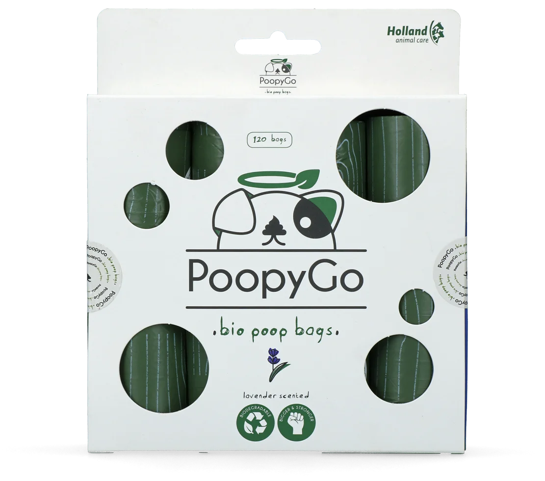 POOP014.png Biologisch abbaubare Hundekotbeutel mit Lavendelduft, 120 Stück – PoopyGo Eco friendly – Bild 1