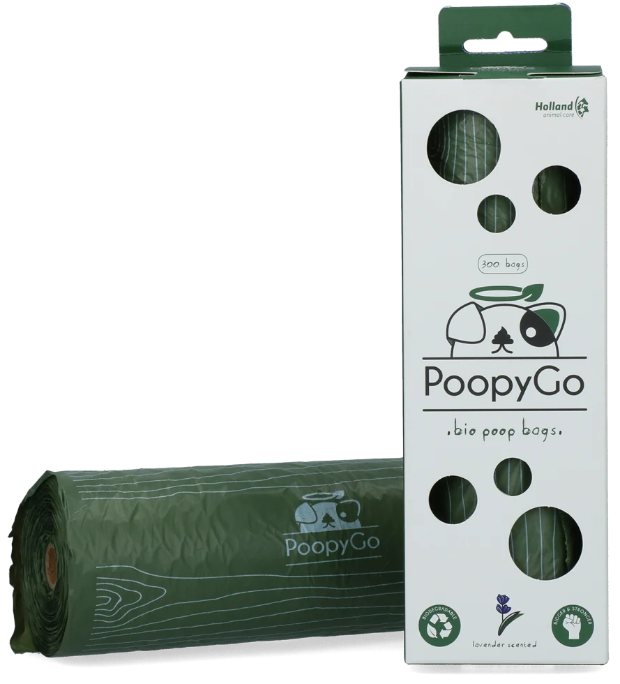 POOP019.png Biologisch abbaubare Hundekotbeutel mit Lavendelduft, 300 Stück in einer Box – PoopyGo Eco friendly Tissue Box – Bild 1