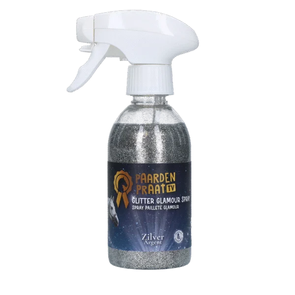 Glitzerspray für Pferd und Pony, 250 ml – Paardenpraat TV Glitter Glamour Spray Silber