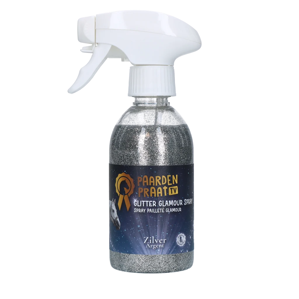 PRAA5052.png Glitzerspray für Pferd und Pony, 250 ml – Paardenpraat TV Glitter Glamour Spray Silber – Bild 1