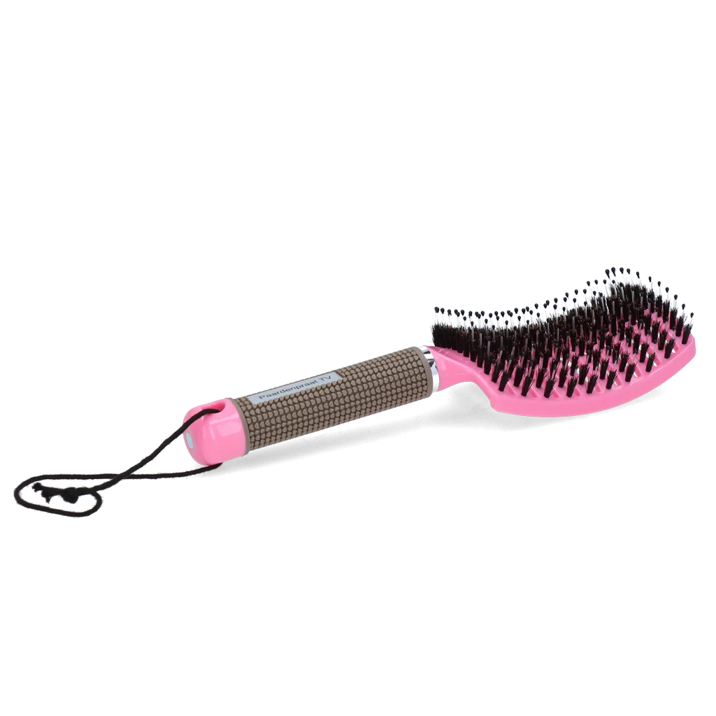 Mähnenbürste mit Schweineborsten und flexiblen Stiften, Rosa 24,5 cm – Paardenpraat TV Horse Supreme – Bild 4