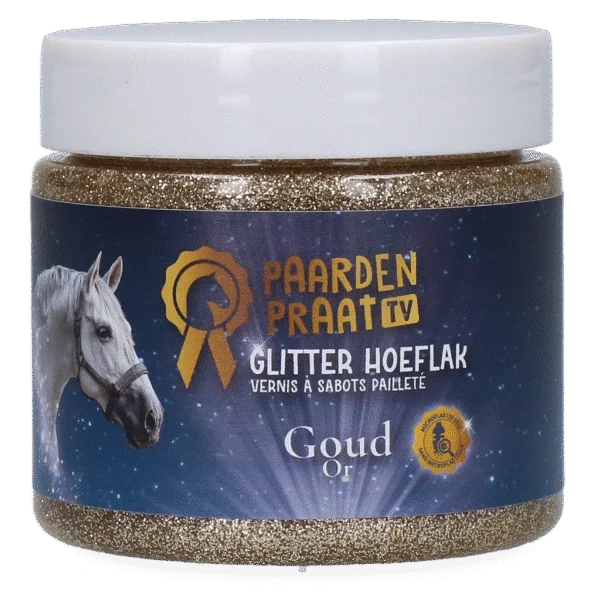 Huflack mit Glitzer auf Wasserbasis, Gold – Paardenpraat TV Glitter Hoeflak