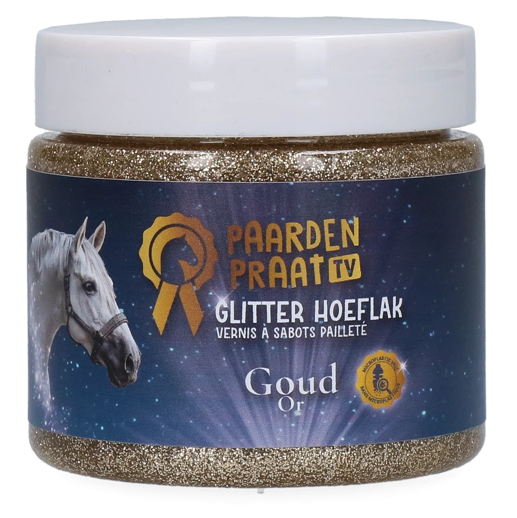PRAA7053.png Huflack mit Glitzer auf Wasserbasis, Gold – Paardenpraat TV Glitter Hoeflak – Bild 1