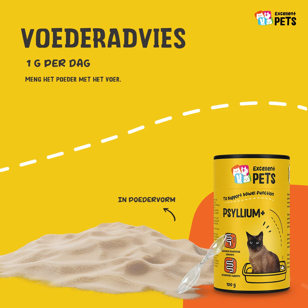 Flohsamenpulver für Katzen mit Johannisbrotkernmehl, 100 g – Excellent Pets Cat Psyllium+ – Bild 2