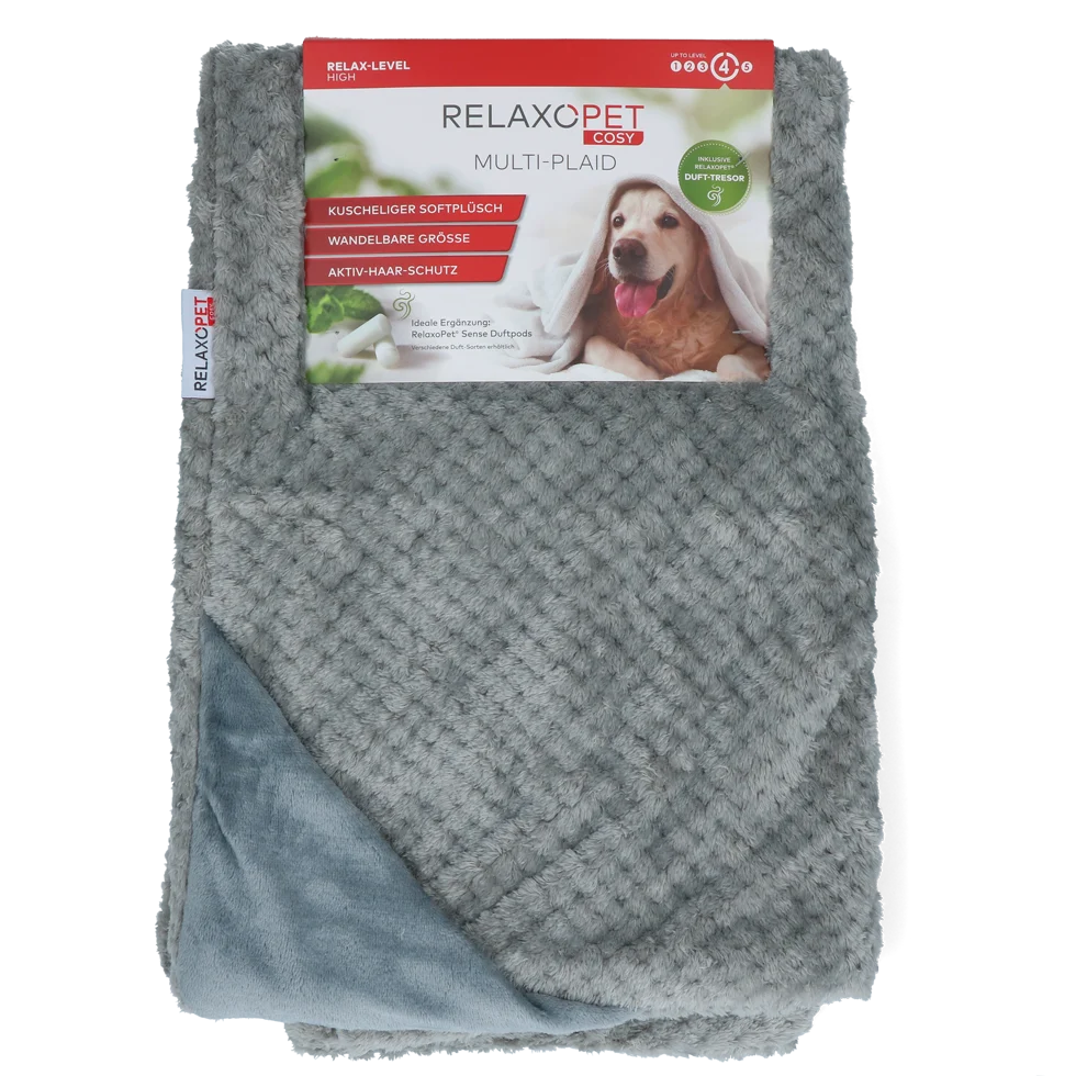 Hundedecke aus Mikrofleece, Grau 65 x 95 cm – Relaxopet Cosy Multi-Plaid Original – Bild 1