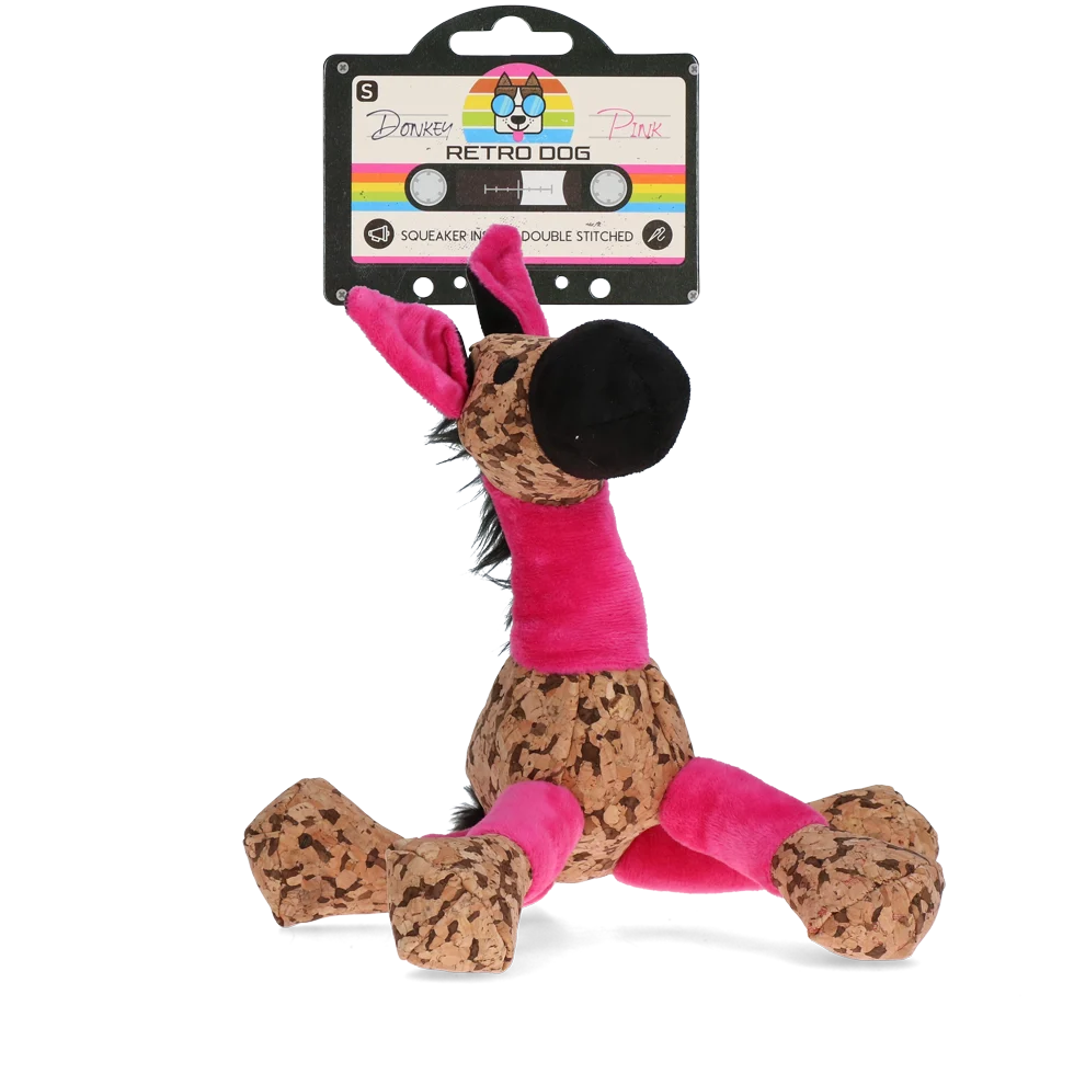 RETR0010.png Hundekuscheltier Esel mit Quietscher, Rosa S, 20 x 25 cm – Retro Dog Donkey – Bild 1