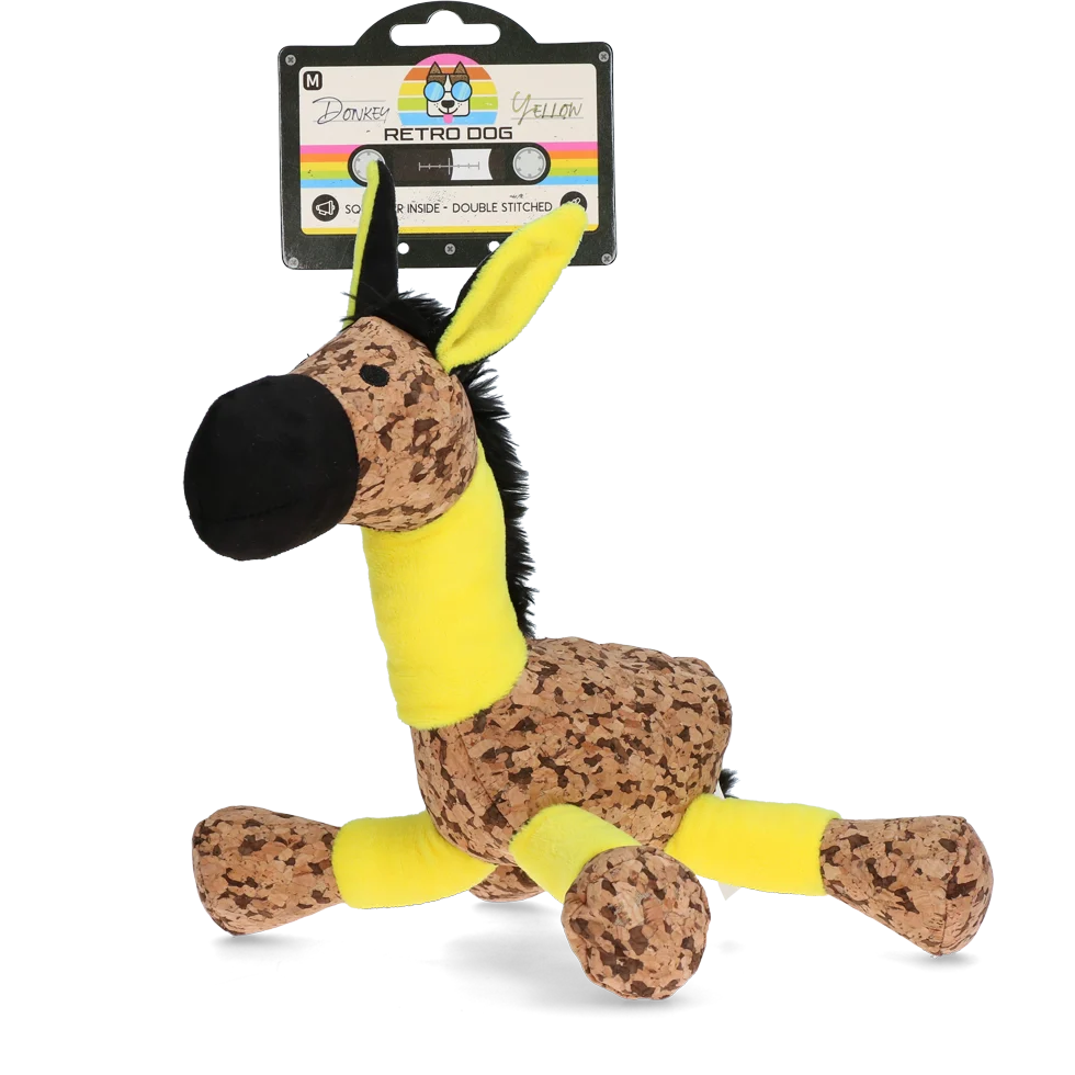 RETR0013.png Hundekuscheltier Esel mit Quietscher, Gelb M – Retro Dog Donkey – Bild 1