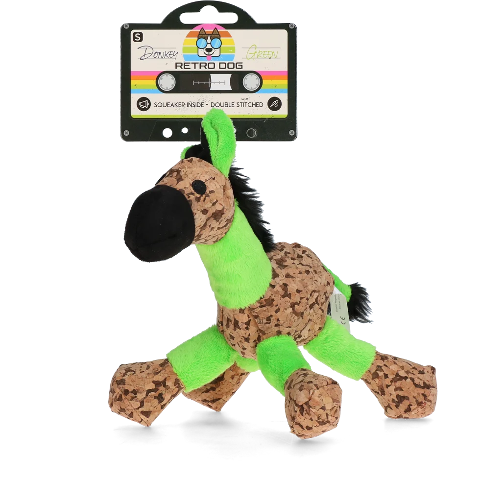 RETR0016.png Hundekuscheltier Esel mit Quietscher, Grün S – Retro Dog Donkey – Bild 1