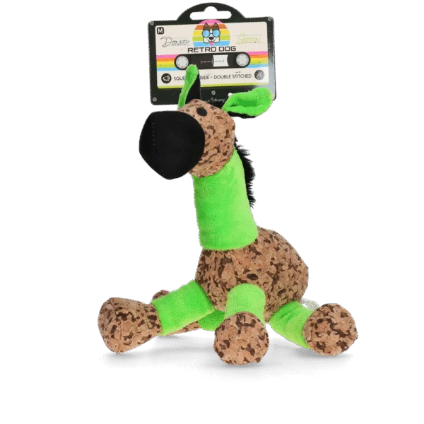 Hundekuscheltier Esel mit Quietschfunktion, Grün M – Retro Dog Donkey