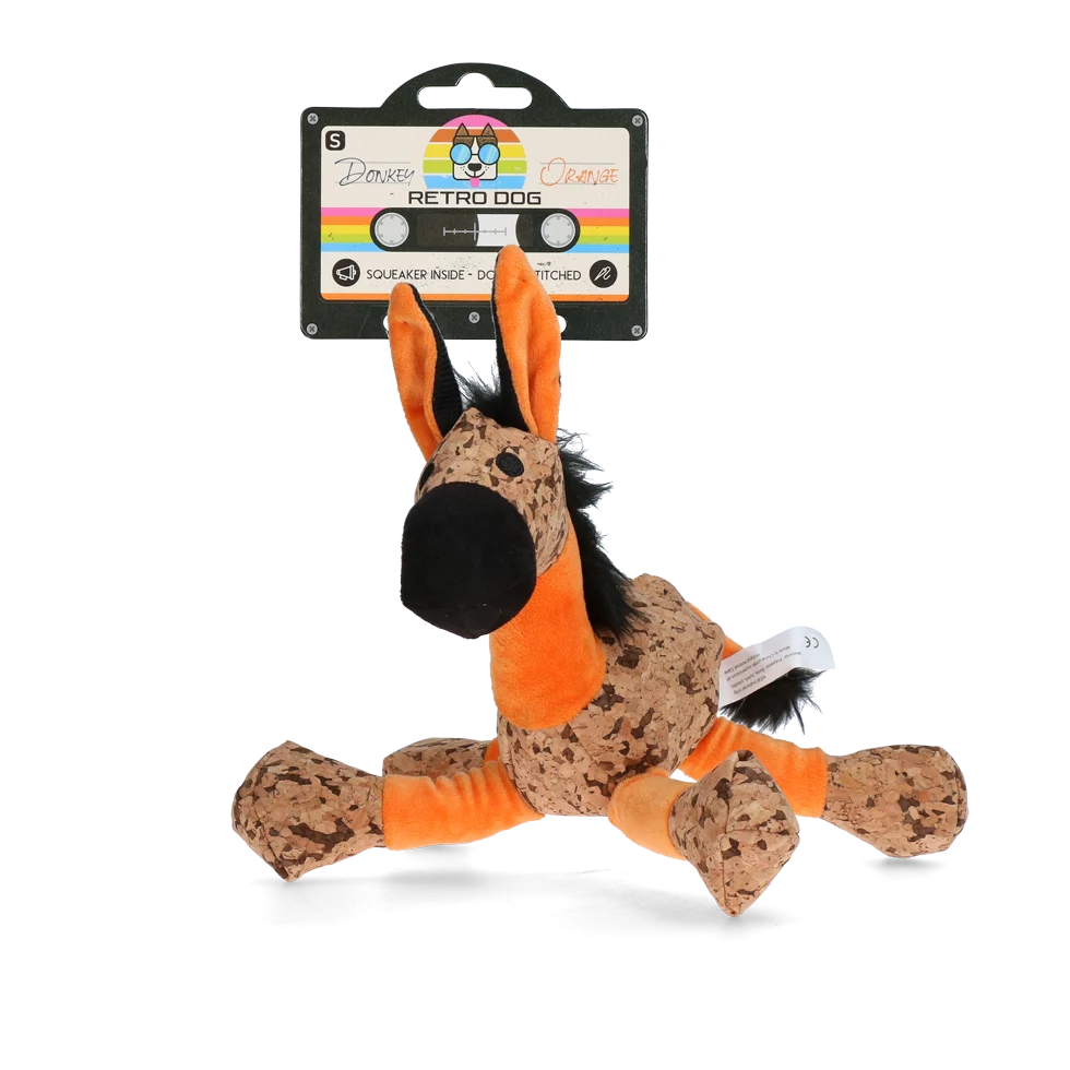 RETR0018.png Hundekuscheltier Esel mit Quietscher, Orange S – Retro Dog Donkey – Bild 1