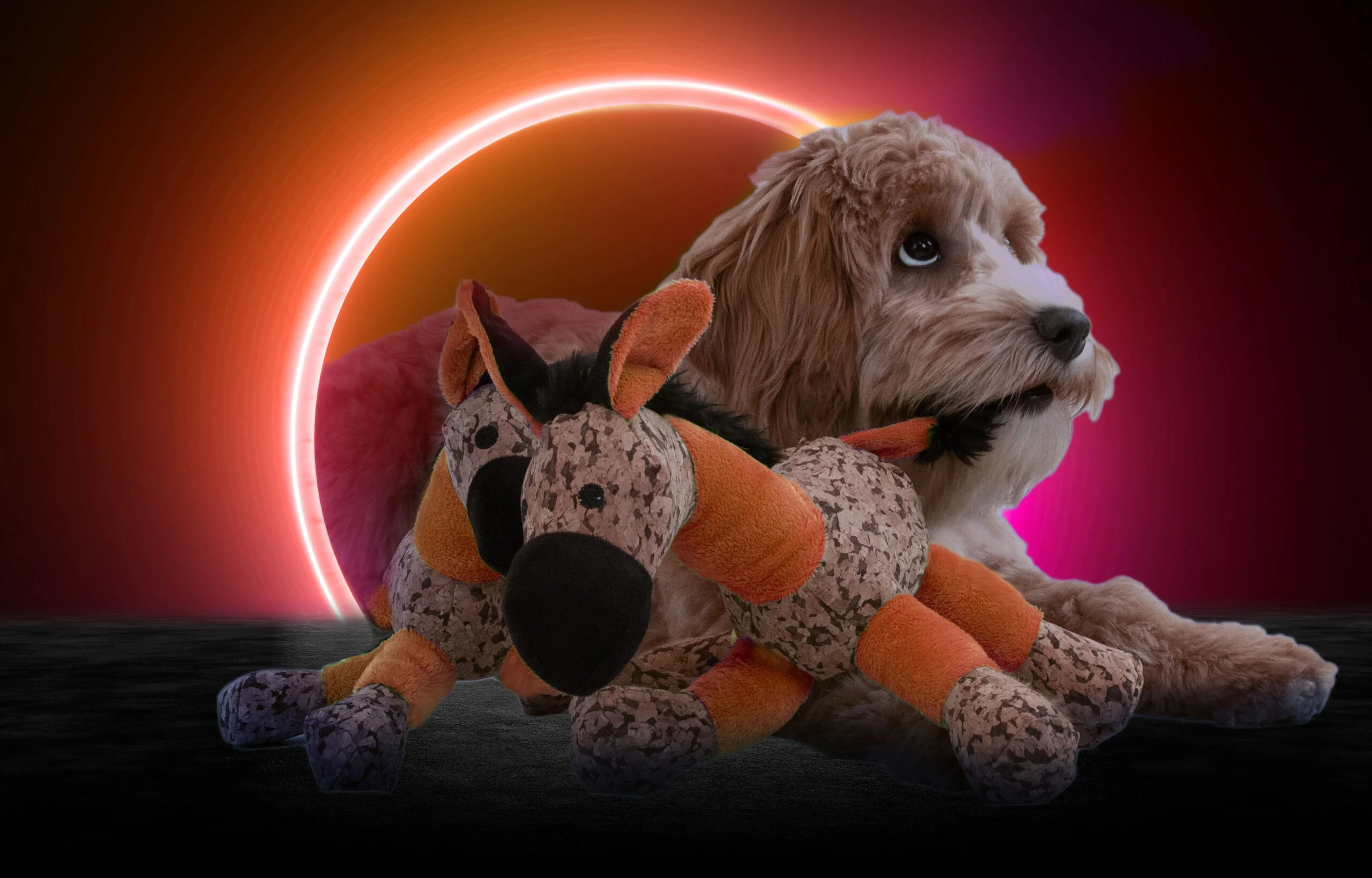 Hundekuscheltier Esel mit Quietscher, Orange S – Retro Dog Donkey – Bild 4