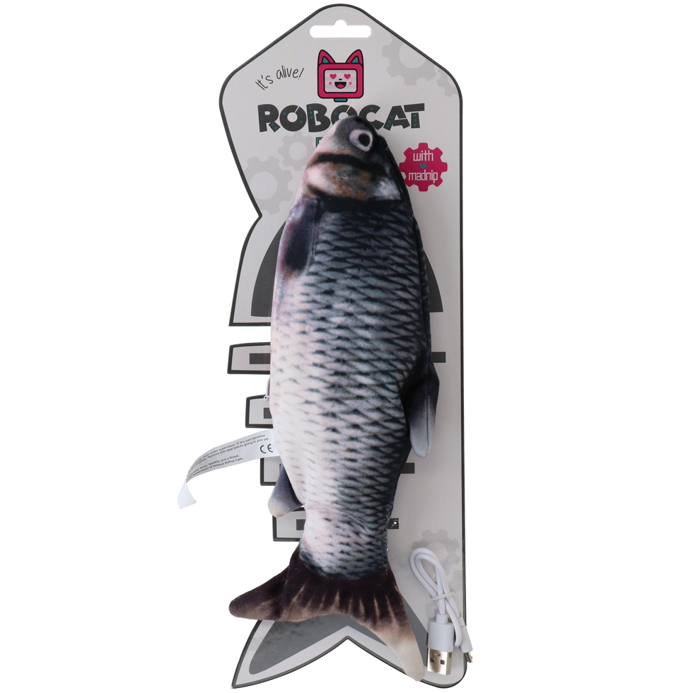 Bewegende Speelvis Karper met Madnip, 30 cm – Robocat Fish Beweglicher Spielzeugfisch Karpfen mit MADNIP, 30 cm – Robocat Fish