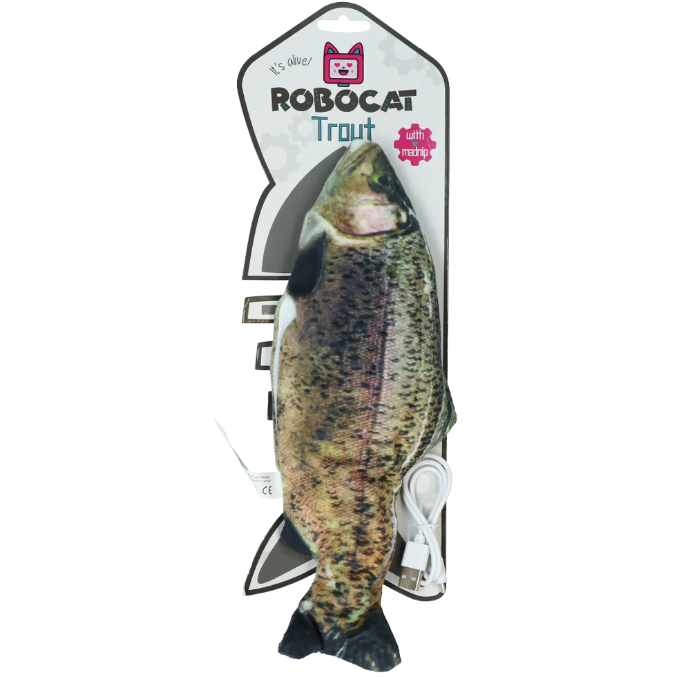ROBO005.png Beweglicher Spielfisch Forelle mit Madnip, 30 cm – Robocat Fish – Bild 1