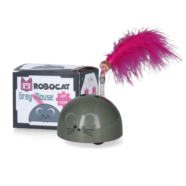 Spielmaus mit Bewegungssensor und Madnip, Grau – Robocat Mouse