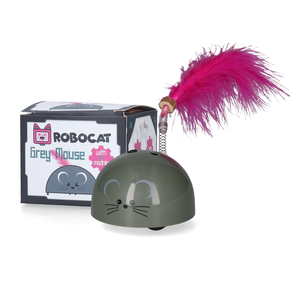 Spielmaus mit Bewegungssensor und Madnip, Grau – Robocat Mouse – Bild 1