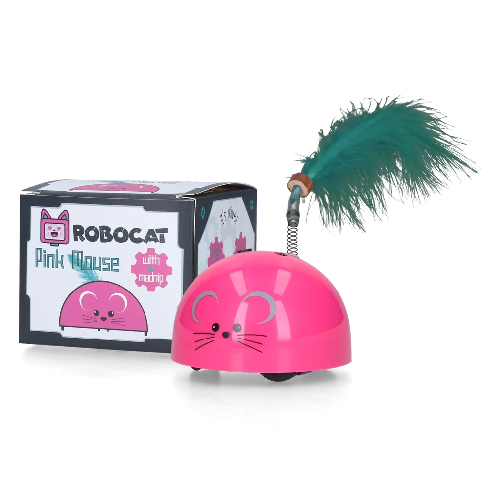 Spielmaus mit Bewegungssensor und Madnip, Rosa – Robocat Mouse – Bild 1