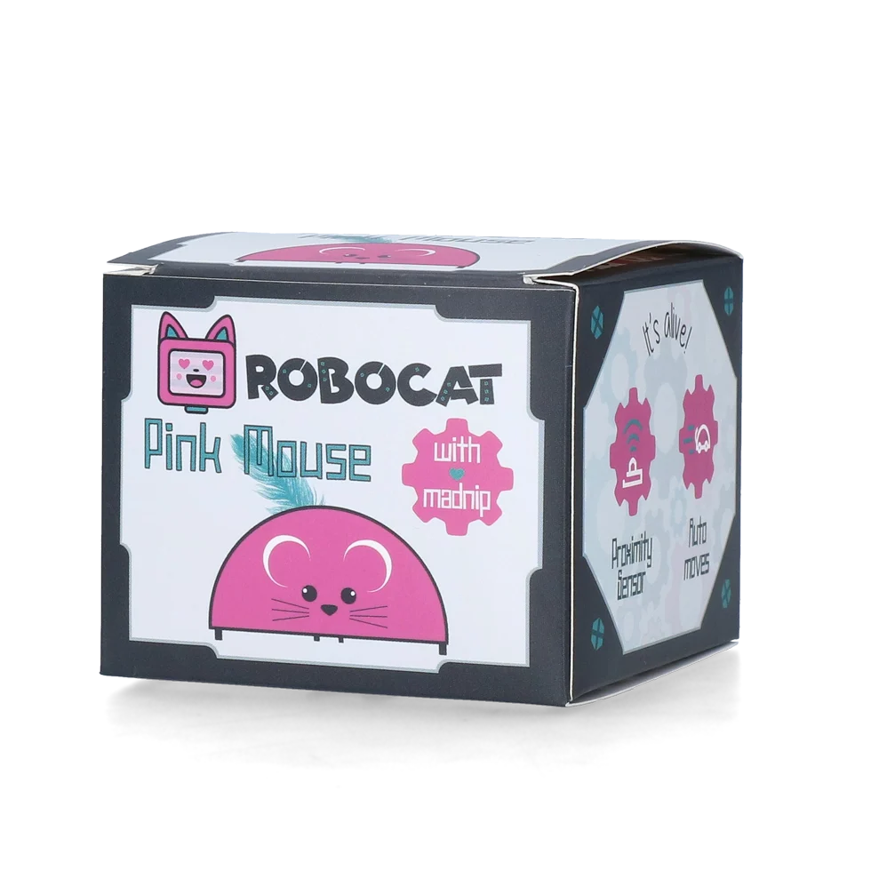 Spielmaus mit Bewegungssensor und Madnip, Rosa – Robocat Mouse – Bild 3