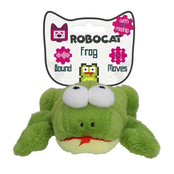 Bewegliches Katzenspielzeug mit Geräusch und Madnip – Robocat Frosch