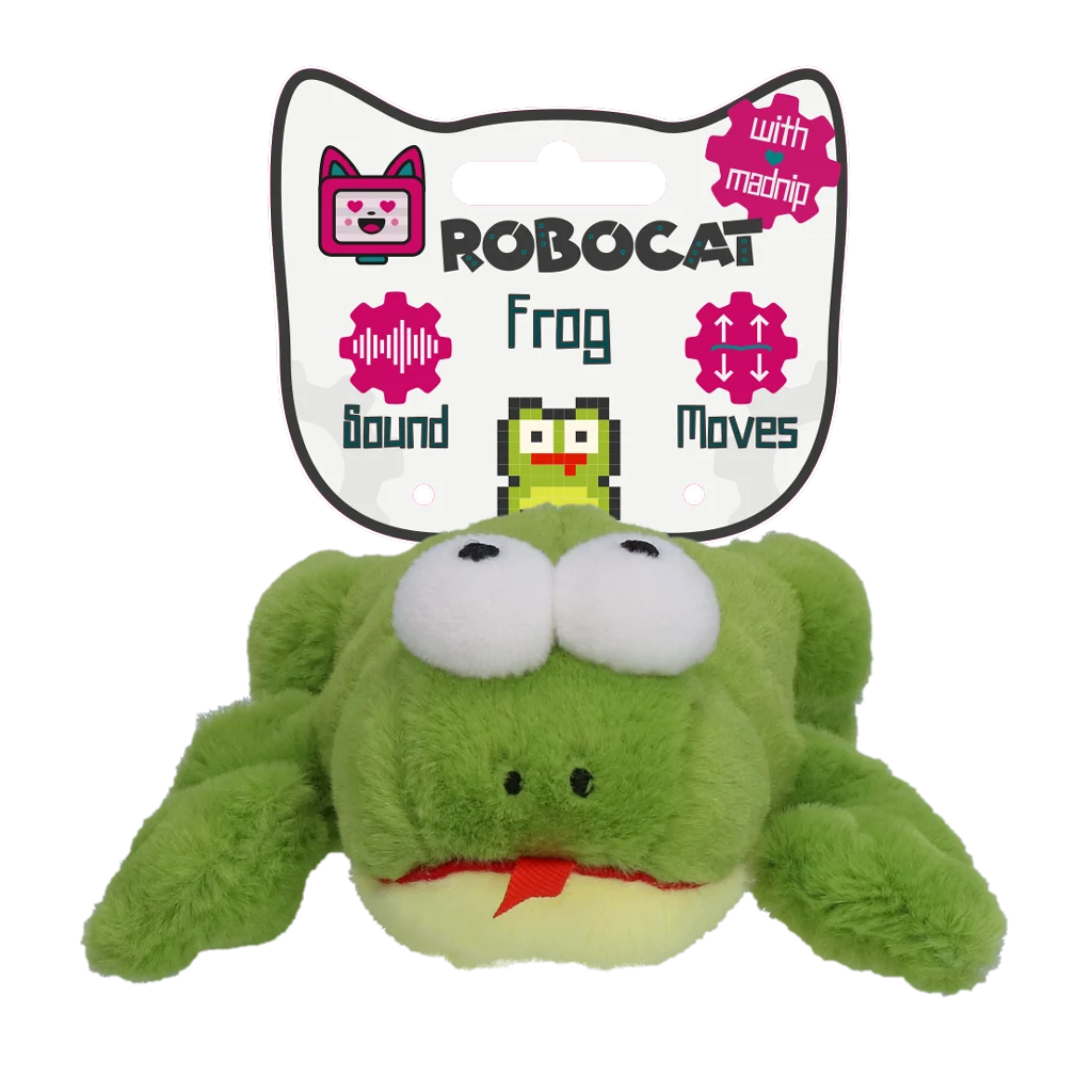 ROBO031.png Bewegliches Katzenspielzeug mit Geräusch und Madnip – Robocat Frosch – Bild 1