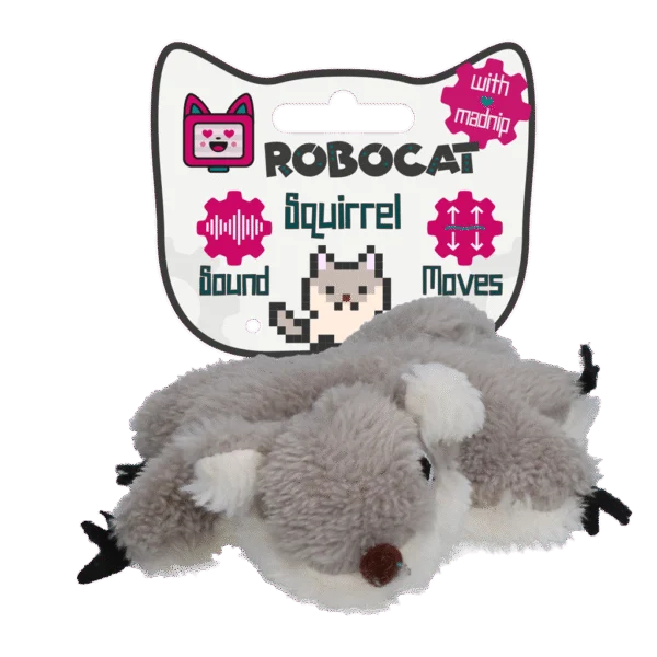 Bewegliches Katzenspielzeug mit Geräusch und Madnip – Robocat Eichhörnchen
