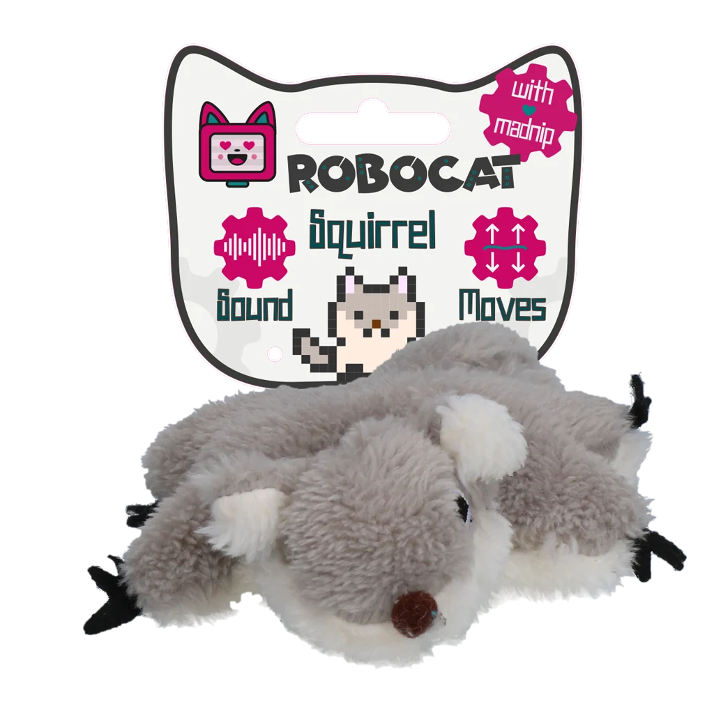 ROBO032.png Bewegliches Katzenspielzeug mit Geräusch und Madnip – Robocat Eichhörnchen – Bild 1