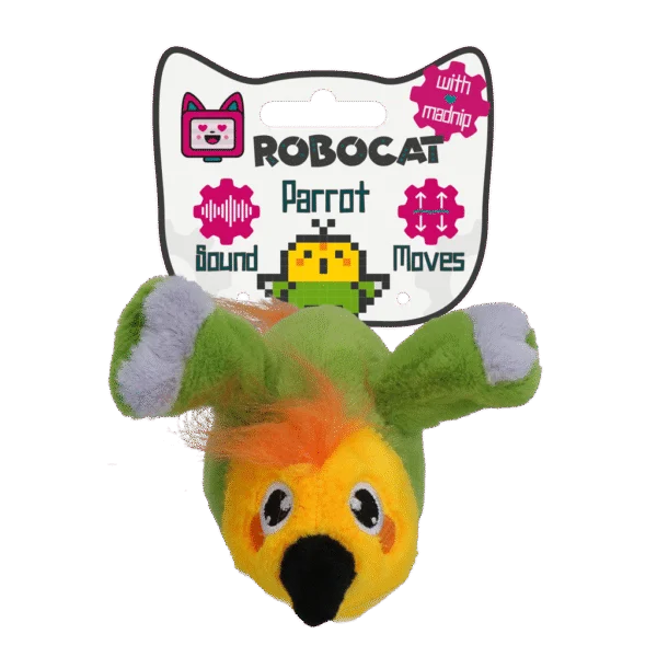 Bewegliches Katzenspielzeug mit Geräusch und Madnip – Robocat Papagei