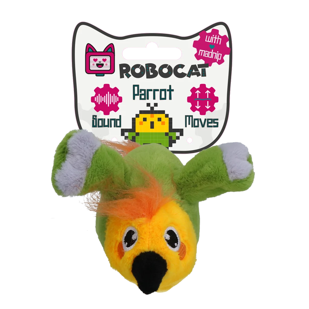 Bewegliches Katzenspielzeug mit Geräusch und Madnip – Robocat Papagei – Bild 1