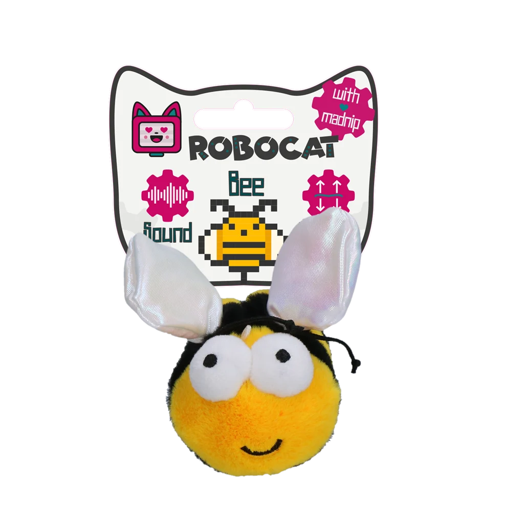 ROBO034.png Bewegliches Katzenspielzeug mit Geräusch und Madnip – Robocat Bij – Bild 1