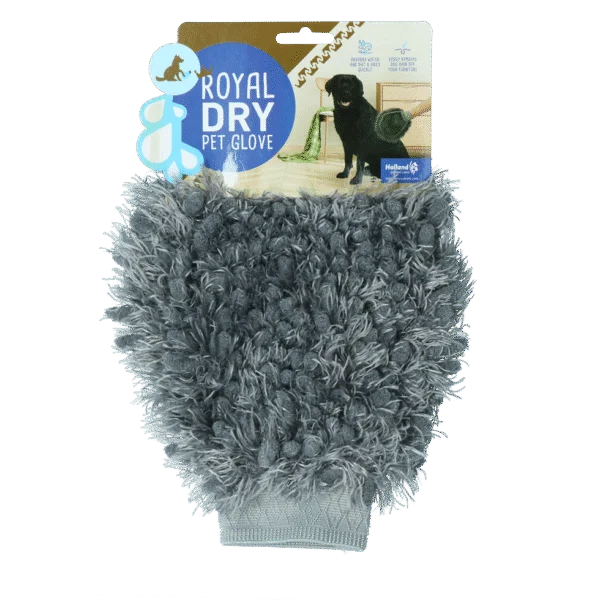 Mikrofaser Bürstenhandschuh für Hunde, 24 x 18 cm – Royal Dry